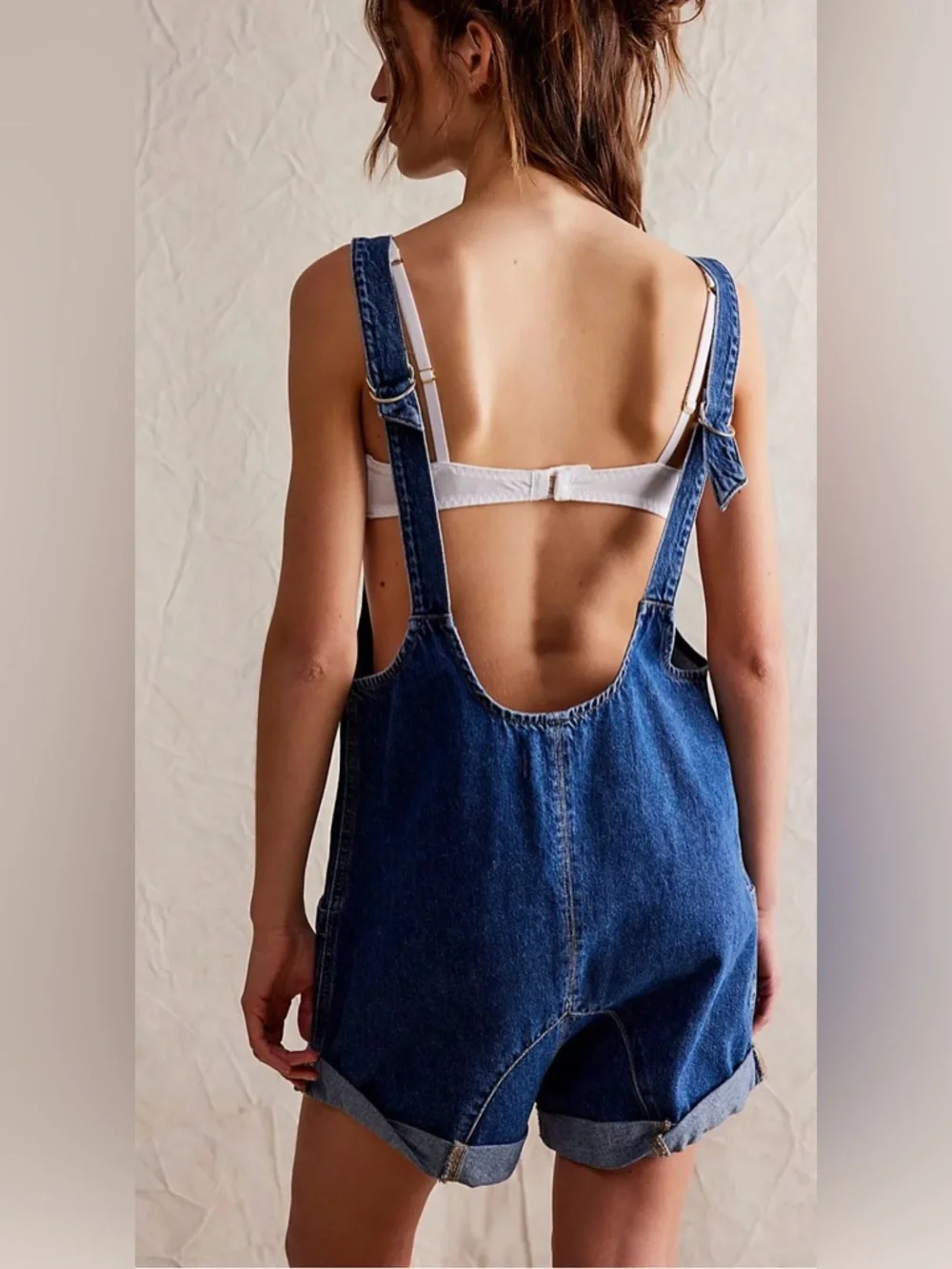 NWT Free People We The Free Highroller Shortall, blue denim, size large - Picture 2 of 8
